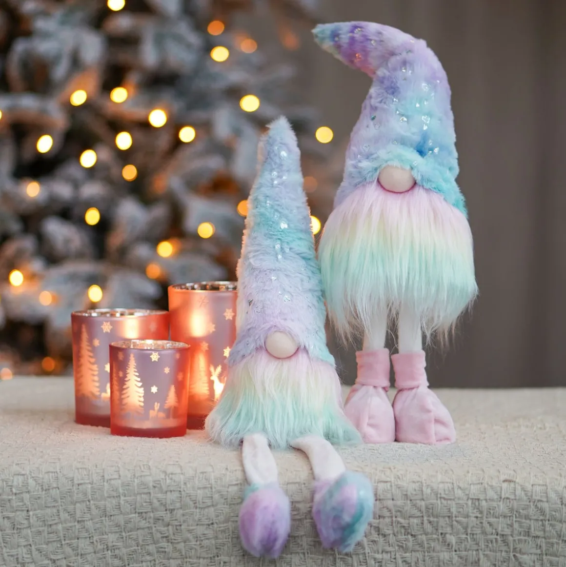 Rainbow-coloured Standing Gnome | Fabric | 45cm
