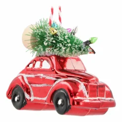 Red Beetle With Christmas Tree Hanging Decoration 10cm