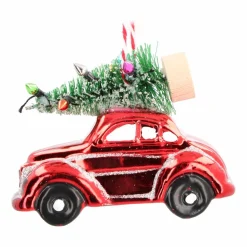 Red Beetle With Christmas Tree Hanging Decoration 10cm