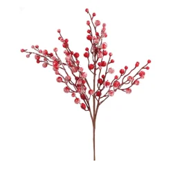 Red Berry Branch With Frosted Look | 43 Cm