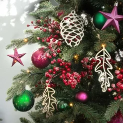 Red Berry Branch With Frosted Look | 43 Cm
