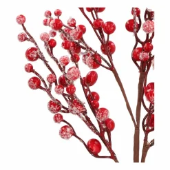 Red Berry Branch With Frosted Look | 43 Cm