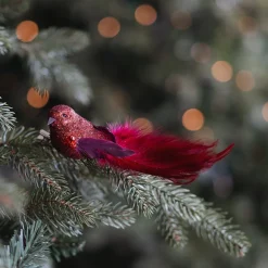 Red Bird On A Clip For The Christmas Tree