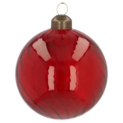 Red Christmas Bauble With Traditional Swirls
