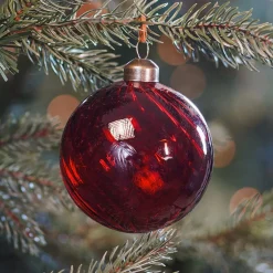 Red Christmas Bauble With Traditional Swirls