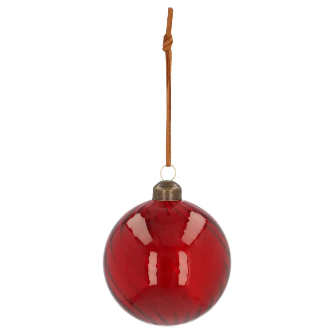 Red Christmas Bauble With Traditional Swirls