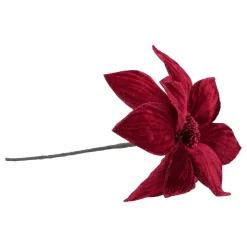 Red Christmas Rose With Glitter Leaves