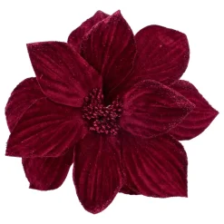 Red Christmas Rose With Glitter Leaves