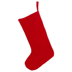 Red Christmas Stocking Decorated With A Gnome
