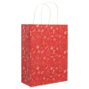 Red Gift Bag With Cheerful Christmas Figures