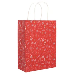Red Gift Bag With Cheerful Christmas Figures