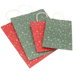 Red Gift Bag With Cheerful Christmas Figures