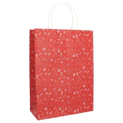Red Gift Bag With Festive Christmas Characters