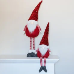 Red Gnome With Dangling Legs And Sequin Hat
