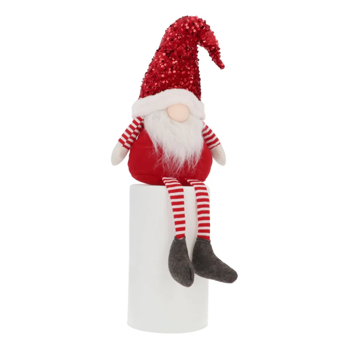 Red Gnome With Dangling Legs And Sequin Hat