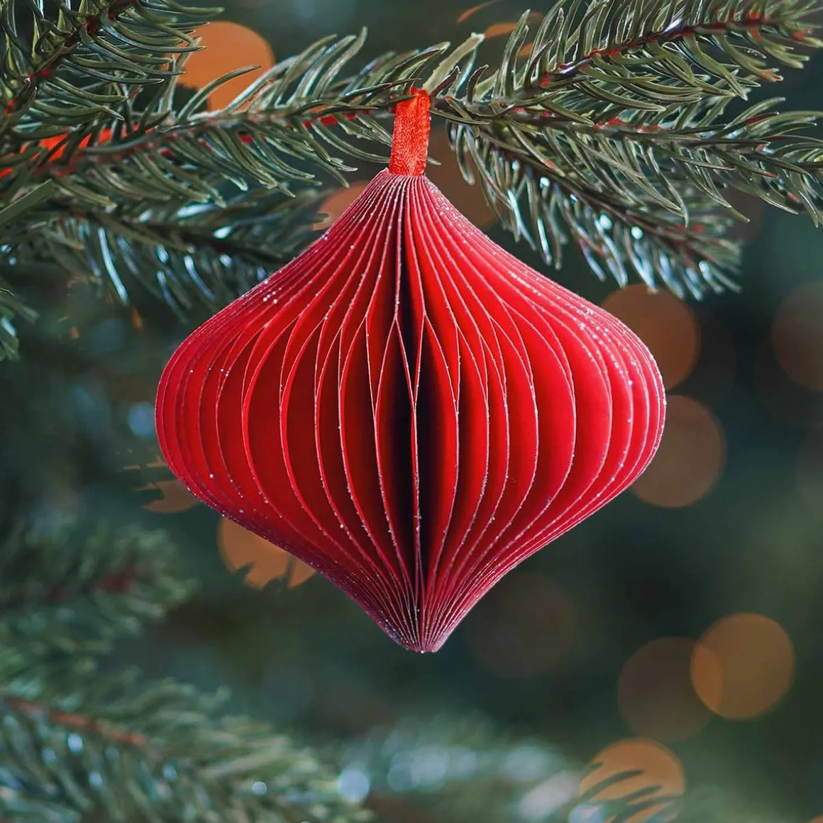 Red Paper Christmas Ornament 8 Cm