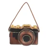 Retro Camera Christmas Ornament | Glass | Gold-black | 8cm