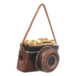 Retro Camera Christmas Ornament | Glass | Gold-black | 8cm