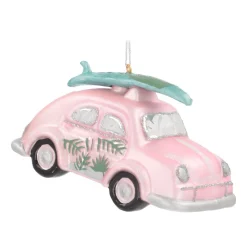Retro Car Ornament | Glass | Pink | 12cm