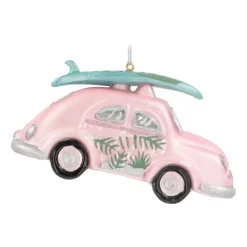 Retro Car Ornament | Glass | Pink | 12cm