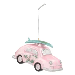 Retro Car Ornament | Glass | Pink | 12cm