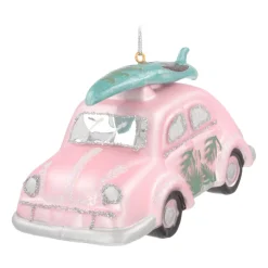 Retro Car Ornament | Glass | Pink | 12cm