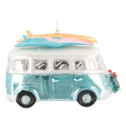 Retro Van Ornament | Glass | Blue | 12cm