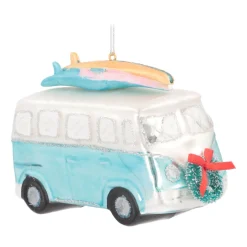 Retro Van Ornament | Glass | Blue | 12cm
