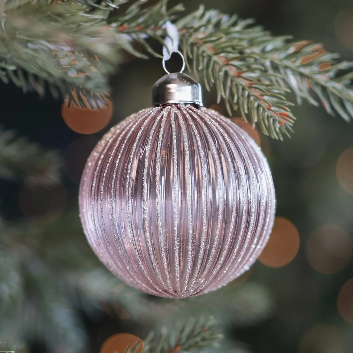 Romantic Light Pink Christmas Bauble With Transparency