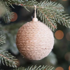Rustic Beige Jute Christmas Bauble