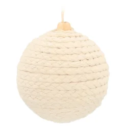 Rustic Christmas Bauble Wool White With Rope