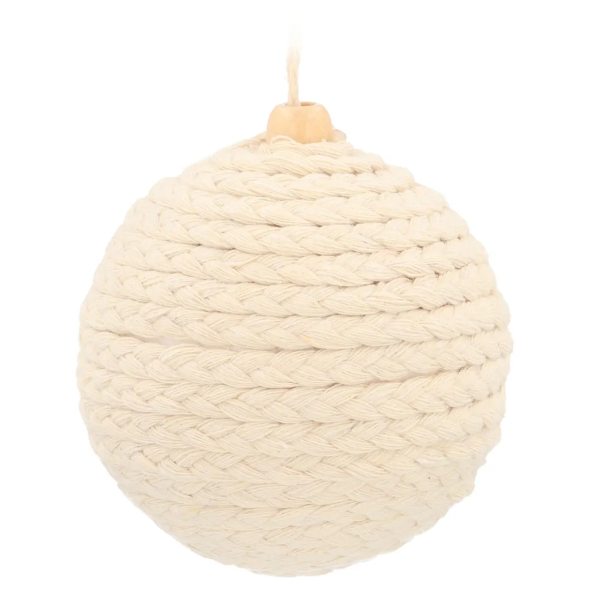 Rustic Christmas Bauble Wool White With Rope
