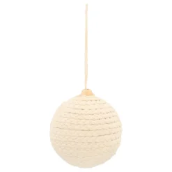 Rustic Christmas Bauble Wool White With Rope