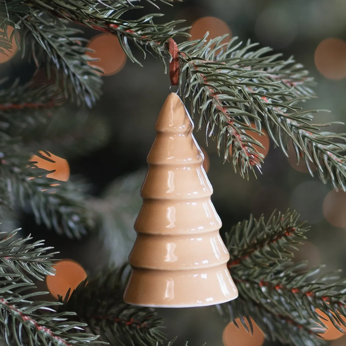 Sand-colored Porcelain Tree Christmas Ornament