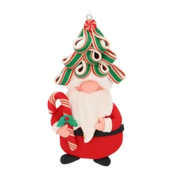Santa Claus Ornament Trendy Haircut And Candy Cane