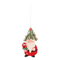 Santa Claus Ornament Trendy Haircut And Candy Cane
