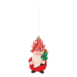 Santa Claus Ornament Trendy Haircut And Christmas Tree