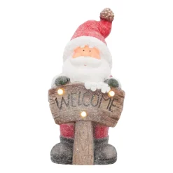Santa Figure With 'Welcome' | Red | LED Lighting | 49cm