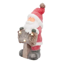 Santa Figure With 'Welcome' | Red | LED Lighting | 49cm