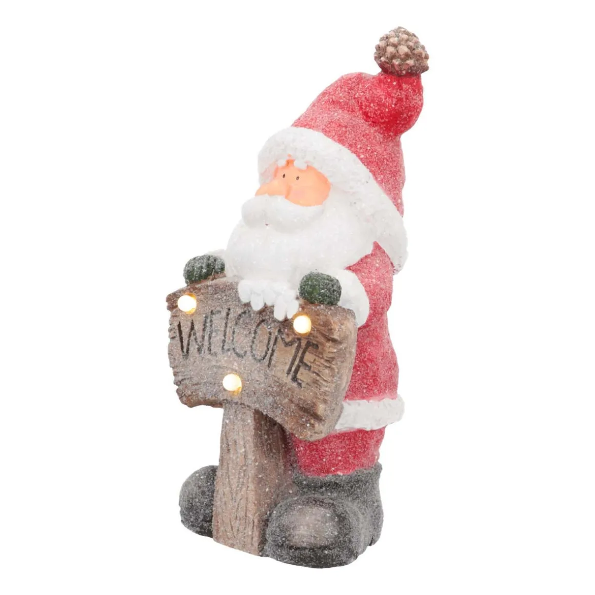 Santa Figure With 'Welcome' | Red | LED Lighting | 49cm