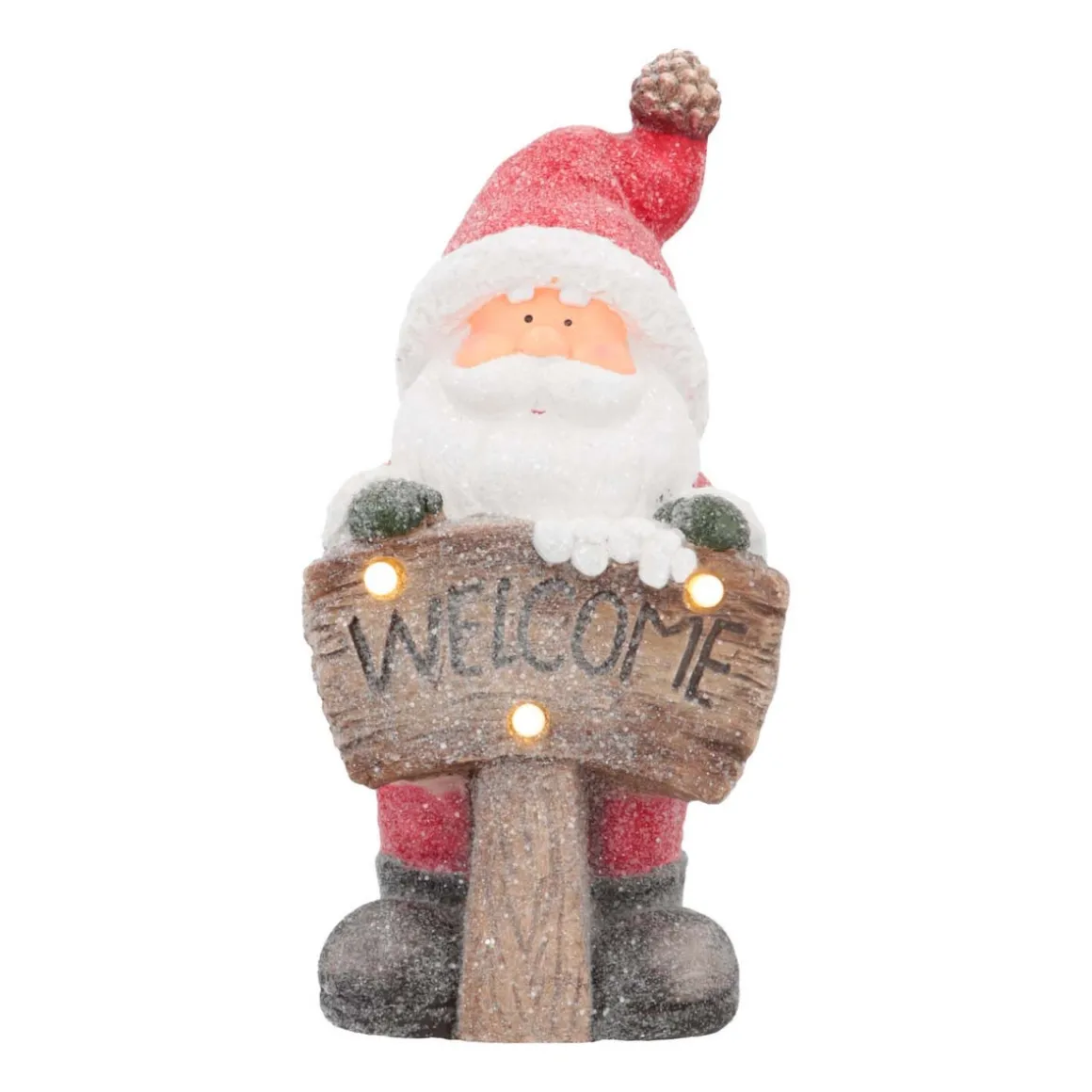 Santa Figure With 'Welcome' | Red | LED Lighting | 49cm