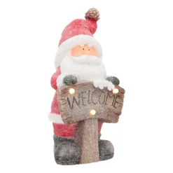 Santa Figure With 'Welcome' | Red | LED Lighting | 49cm