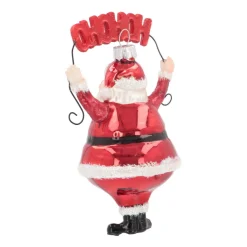 Santa 'Ho Ho Ho' Ornament, Glass, Red, 13cm/5in