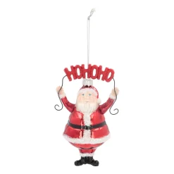 Santa 'Ho Ho Ho' Ornament, Glass, Red, 13cm/5in