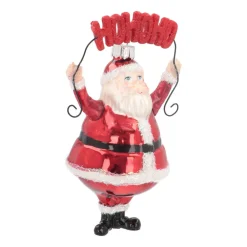 Santa 'Ho Ho Ho' Ornament, Glass, Red, 13cm/5in