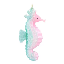 Seahorse Glass Hanging Figurine 13.5cm Pink
