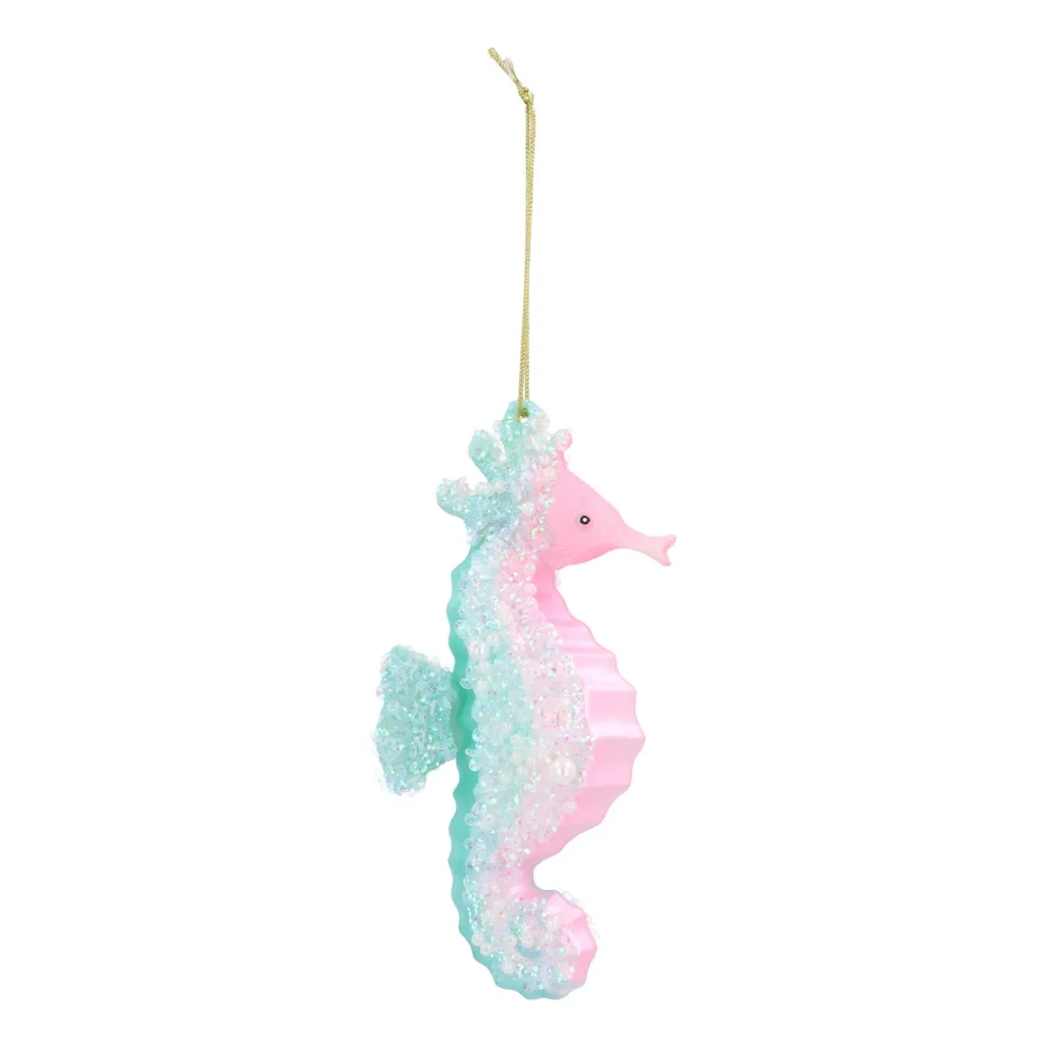 Seahorse Glass Hanging Figurine 13.5cm Pink