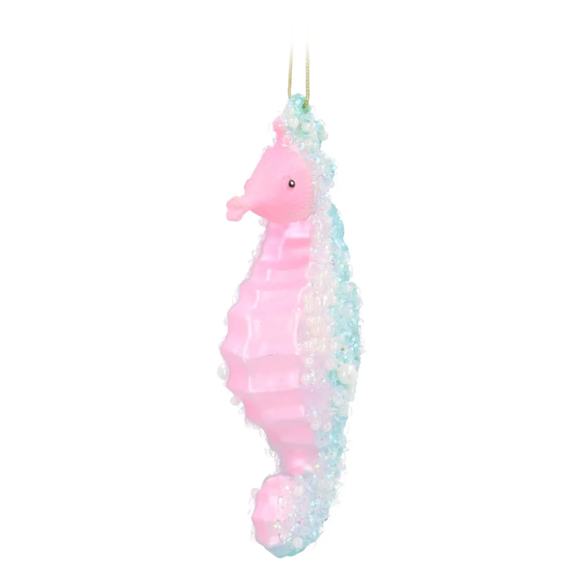 Seahorse Glass Hanging Figurine 13.5cm Pink