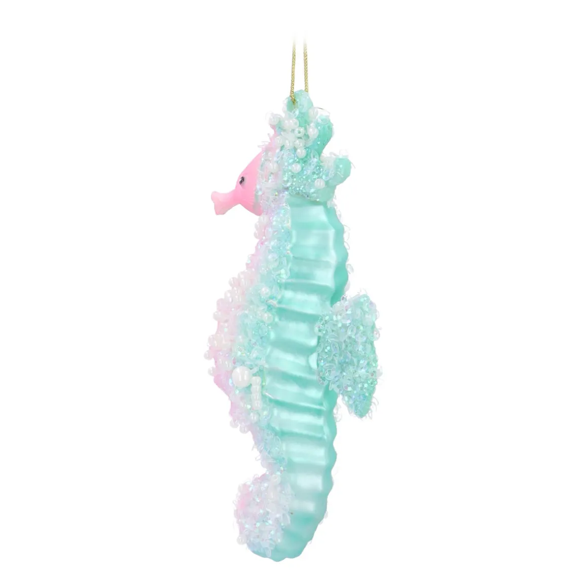 Seahorse Glass Hanging Figurine 13.5cm Pink