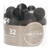Set Of 32 Black Mini Shatterproof Baubles, 2.5-4 Cm